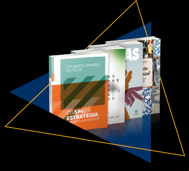 Quatro livros enfileirados representando uma biblioteca virtual